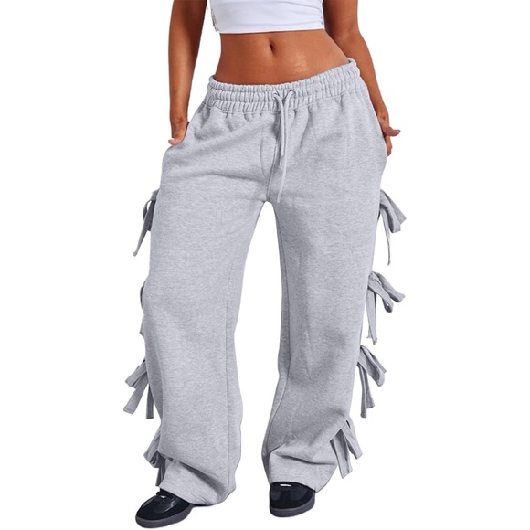 NWT Prettylittlething Petite wide leg joggers with bow details - Picture 7 of 7